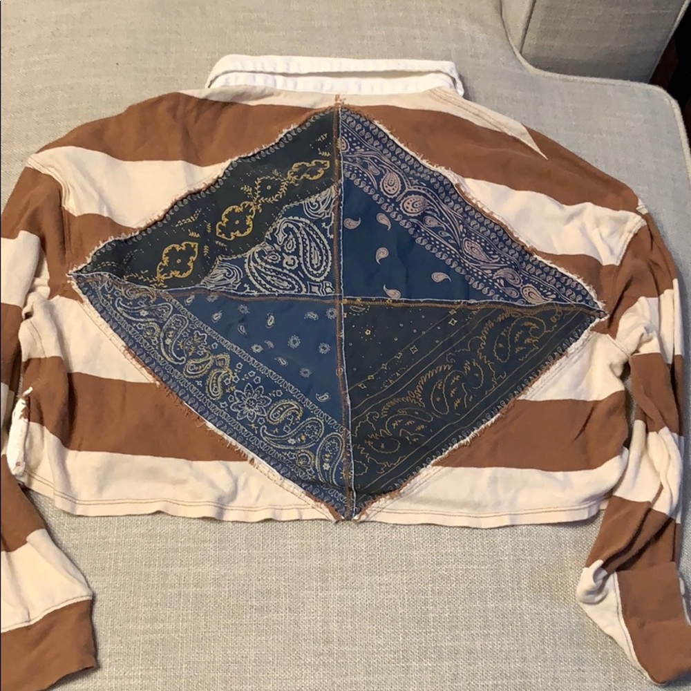 We The Free Striped Bandana Back Collared Shirt